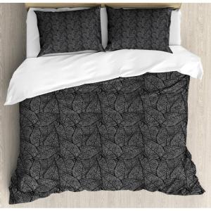 Ambesonne Love Duvet Cover Sets, Valentines Day Design Romance Themed Vintage Wedding Inspirations Typographic Retro, Bedding Set with 2 Duvet Covers & 4 Pillowcases, 2 Pack Queen Size, Red White(Dark Grey)