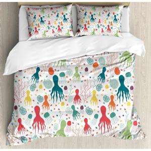 Ambesonne Love Duvet Cover Sets, Valentines Day Design Romance Themed Vintage Wedding Inspirations Typographic Retro, Bedding Set with 2 Duvet Covers & 4 Pillowcases, 2 Pack Queen Size, Red White(Red Multicolor)