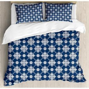 Ambesonne Love Duvet Cover Sets, Valentines Day Design Romance Themed Vintage Wedding Inspirations Typographic Retro, Bedding Set with 2 Duvet Covers & 4 Pillowcases, 2 Pack Queen Size, Red White(Blue and White)