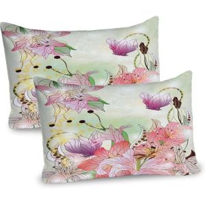 Ambesonne Modern Pillow Sham Set of 2, Husky Dog Faced Man at Valentines with Hearts Romantic Love Display, Quality Microfiber Bedding Item for All Seasons, 26″ x 20″, Sand Brown Slate Blue(Pale Pink Purple)