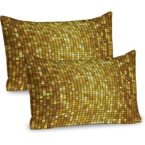 Ambesonne Modern Pillow Sham Set of 2, Husky Dog Faced Man at Valentines with Hearts Romantic Love Display, Quality Microfiber Bedding Item for All Seasons, 26″ x 20″, Sand Brown Slate Blue(Marigold and Yellow)