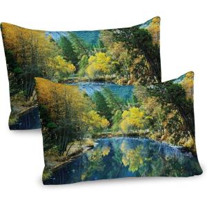Ambesonne Modern Pillow Sham Set of 2, Husky Dog Faced Man at Valentines with Hearts Romantic Love Display, Quality Microfiber Bedding Item for All Seasons, 26″ x 20″, Sand Brown Slate Blue(Green Blue Yellow)