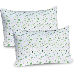 Ambesonne Purple Pillow Sham Set of 2, Valentine’s Day Couple Wedding Bride Heart Design Image, Quality Microfiber Bedding Item for All Seasons, 36″ x 20″, Lavender and Purple(Green Fern Green)