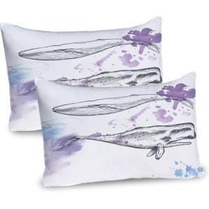 Ambesonne Purple Pillow Sham Set of 2, Valentine’s Day Couple Wedding Bride Heart Design Image, Quality Microfiber Bedding Item for All Seasons, 36″ x 20″, Lavender and Purple(Lavender Grey Blue)