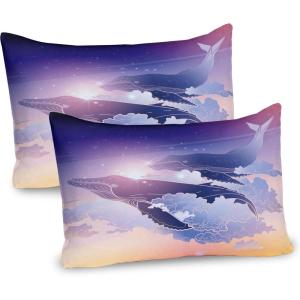 Ambesonne Purple Pillow Sham Set of 2, Valentine’s Day Couple Wedding Bride Heart Design Image, Quality Microfiber Bedding Item for All Seasons, 36″ x 20″, Lavender and Purple(Peach Lilac Dark Blue)