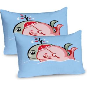 Ambesonne Purple Pillow Sham Set of 2, Valentine’s Day Couple Wedding Bride Heart Design Image, Quality Microfiber Bedding Item for All Seasons, 36″ x 20″, Lavender and Purple(Blue Grey Coral Sky)