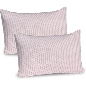 Ambesonne Purple Pillow Sham Set of 2, Valentine’s Day Couple Wedding Bride Heart Design Image, Quality Microfiber Bedding Item for All Seasons, 36″ x 20″, Lavender and Purple(Pale Pink and Black)
