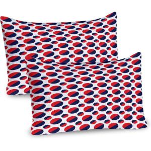 Ambesonne Purple Pillow Sham Set of 2, Valentine’s Day Couple Wedding Bride Heart Design Image, Quality Microfiber Bedding Item for All Seasons, 36″ x 20″, Lavender and Purple(Navy Blue Red and White)