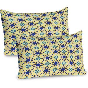 Ambesonne Purple Pillow Sham Set of 2, Valentine’s Day Couple Wedding Bride Heart Design Image, Quality Microfiber Bedding Item for All Seasons, 36″ x 20″, Lavender and Purple(Violet Blue and Yellow)