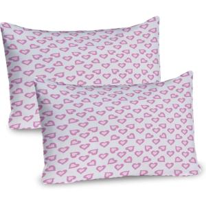 Ambesonne Purple Pillow Sham Set of 2, Valentine’s Day Couple Wedding Bride Heart Design Image, Quality Microfiber Bedding Item for All Seasons, 36″ x 20″, Lavender and Purple(Lavender Purple)