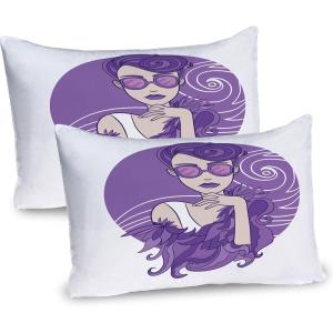Ambesonne Rain Pillow Sham Set of 2, Valentines Day Theme Cloud and Sun Pattern with Heart Shaped Rays, Quality Microfiber Bedding Item for All Seasons, 26″ x 20″, Dark Coral Mustard(Blue Violet White Beige)