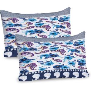 Ambesonne Rain Pillow Sham Set of 2, Valentines Day Theme Cloud and Sun Pattern with Heart Shaped Rays, Quality Microfiber Bedding Item for All Seasons, 26″ x 20″, Dark Coral Mustard(Azure Blue Multicolor)