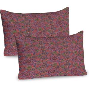 Ambesonne Shabby Flora Pillow Sham Set of 2, Romantic Rose Petals with Branches Nature Beauty Valentine Feminine Print, Quality Microfiber Bedding Item for All Seasons, 26″ x 20″, Pink and Yellow(Burgundy Green)