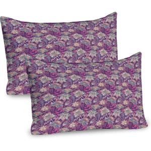 Ambesonne Shabby Flora Pillow Sham Set of 2, Romantic Rose Petals with Branches Nature Beauty Valentine Feminine Print, Quality Microfiber Bedding Item for All Seasons, 26″ x 20″, Pink and Yellow(Mauve Green)