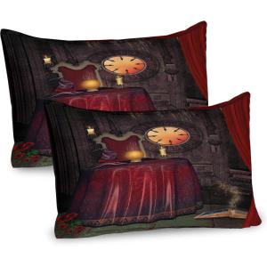 Ambesonne Shabby Flora Pillow Sham Set of 2, Romantic Rose Petals with Branches Nature Beauty Valentine Feminine Print, Quality Microfiber Bedding Item for All Seasons, 26″ x 20″, Pink and Yellow(Maroon Brown)
