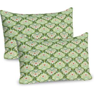 Ambesonne Shabby Flora Pillow Sham Set of 2, Romantic Rose Petals with Branches Nature Beauty Valentine Feminine Print, Quality Microfiber Bedding Item for All Seasons, 26″ x 20″, Pink and Yellow(Green Mint)