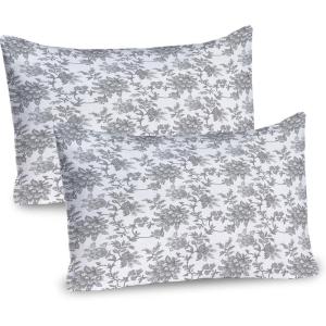 Ambesonne Shabby Flora Pillow Sham Set of 2, Romantic Rose Petals with Branches Nature Beauty Valentine Feminine Print, Quality Microfiber Bedding Item for All Seasons, 26″ x 20″, Pink and Yellow(Dimgray)