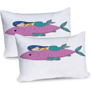 Ambesonne Shabby Flora Pillow Sham Set of 2, Romantic Rose Petals with Branches Nature Beauty Valentine Feminine Print, Quality Microfiber Bedding Item for All Seasons, 26″ x 20″, Pink and Yellow(Purple Teal)
