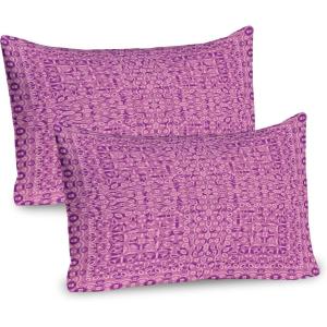 Ambesonne Valentines Day Pillow Sham Set of 2, Owls in Love Print Partners Couples Boho Style Hearts Flowers Dots, Quality Microfiber Bedding Item for All Seasons, 26″ x 20″, Pink Red Yellow(Magenta Pink)