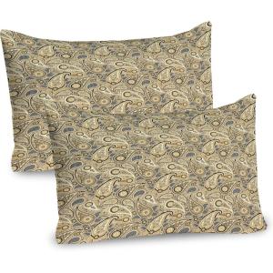 Ambesonne Valentines Day Pillow Sham Set of 2, Owls in Love Print Partners Couples Boho Style Hearts Flowers Dots, Quality Microfiber Bedding Item for All Seasons, 26″ x 20″, Pink Red Yellow(Brown Black and White)