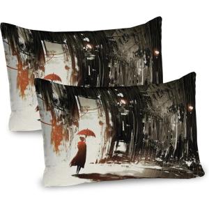 Ambesonne Valentines Day Pillow Sham Set of 2, Owls in Love Print Partners Couples Boho Style Hearts Flowers Dots, Quality Microfiber Bedding Item for All Seasons, 26″ x 20″, Pink Red Yellow(Army Green Beige)