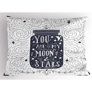 Ambesonne Valentines Day Pillow Sham Set of 2, Pop Culture Keep Calm Words with Heart Shaped Eye Love Theme, Quality Microfiber Bedding Item for All Seasons, 36″ x 20″, Charcoal Grey Pale Pink(Dark Blue Grey White)