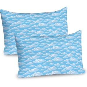 Ambesonne Valentines Day Pillow Sham Set of 2, Pop Culture Keep Calm Words with Heart Shaped Eye Love Theme, Quality Microfiber Bedding Item for All Seasons, 36″ x 20″, Charcoal Grey Pale Pink(Pale Blue White Blue)