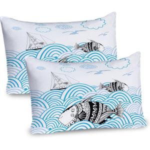 Ambesonne Valentines Day Pillow Sham Set of 2, Pop Culture Keep Calm Words with Heart Shaped Eye Love Theme, Quality Microfiber Bedding Item for All Seasons, 36″ x 20″, Charcoal Grey Pale Pink(Blue Black and White)