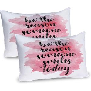 Ambesonne Valentines Day Pillow Sham Set of 2, Pop Culture Keep Calm Words with Heart Shaped Eye Love Theme, Quality Microfiber Bedding Item for All Seasons, 36″ x 20″, Charcoal Grey Pale Pink(Pink Black and White)