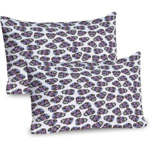 Ambesonne Valentines Day Pillow Sham Set of 2, Pop Culture Keep Calm Words with Heart Shaped Eye Love Theme, Quality Microfiber Bedding Item for All Seasons, 36″ x 20″, Charcoal Grey Pale Pink(Pale Blue Violet)