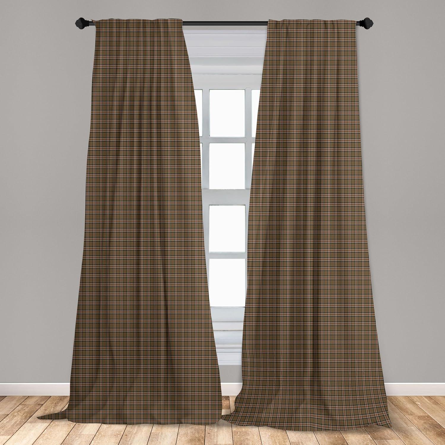 imageAmbesonne Checkered Window Curtains Scottish Tartan Geometrical Pattern Culture Folk Elements Lightweight Decorative Panels Set of 2 with Rod Pocket Pair of 28 x 63 Charcoal and Grey