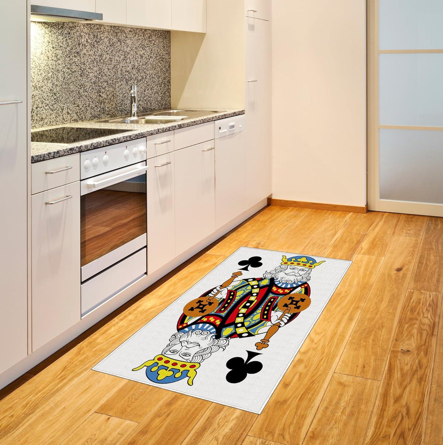imageAmbesonne King Area Rug King of Clubs Playing Gambling Poker Card Game Leisure Theme Without Frame Artwork Flat Woven Accent Rug for Living Room Bedroom Dining Room 2 6 x 5 Multicolor