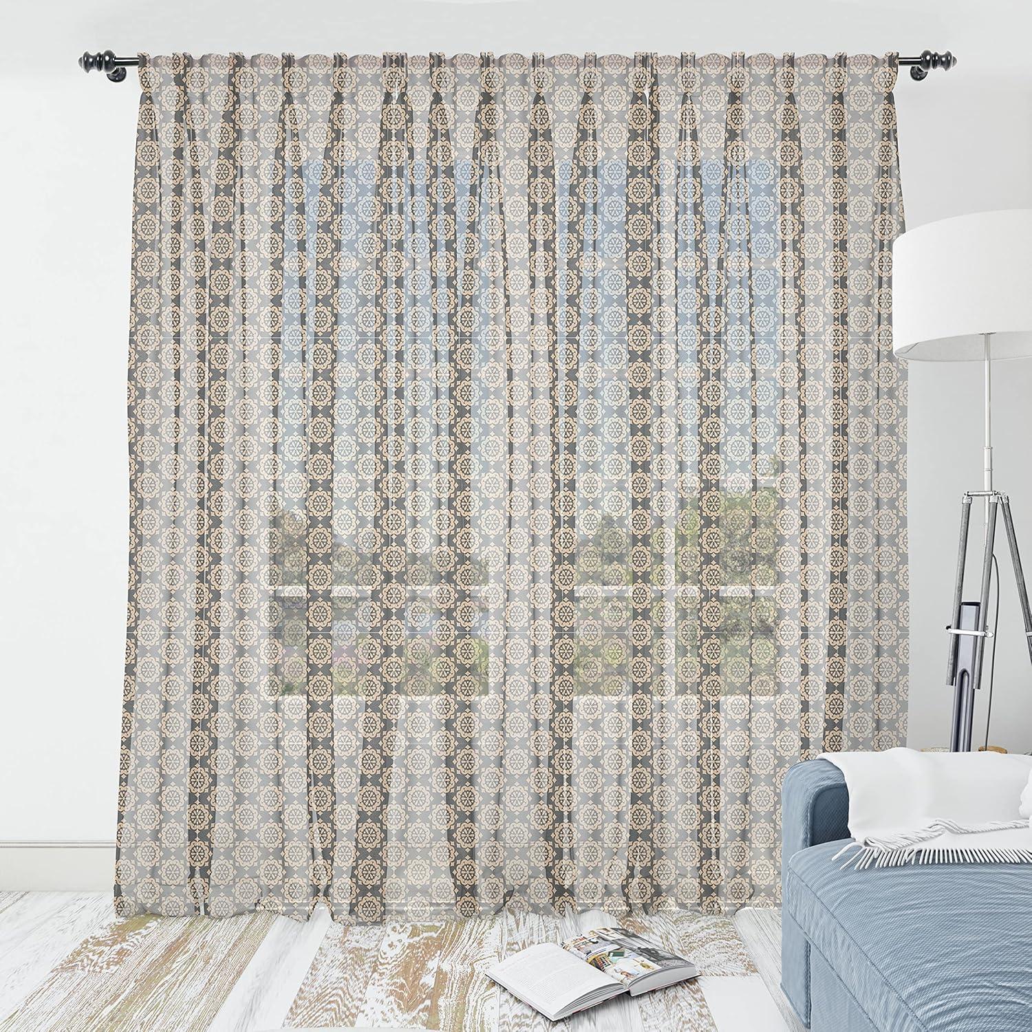 imageAmbesonne Leopard Print Tulle Curtains with Rod Pocket Spotty Jungle Savannah Feline Print Wild Africa Inspiration Tile Pattern Sheer Drape for Wedding Party 2 Panels 108 x 84 Orange BlackTan and Dark Sepia