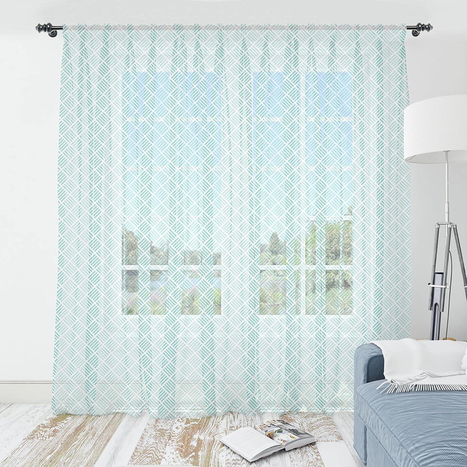 imageAmbesonne Leopard Print Tulle Curtains with Rod Pocket Spotty Jungle Savannah Feline Print Wild Africa Inspiration Tile Pattern Sheer Drape for Wedding Party 2 Panels 108 x 84 Orange BlackMint Green White