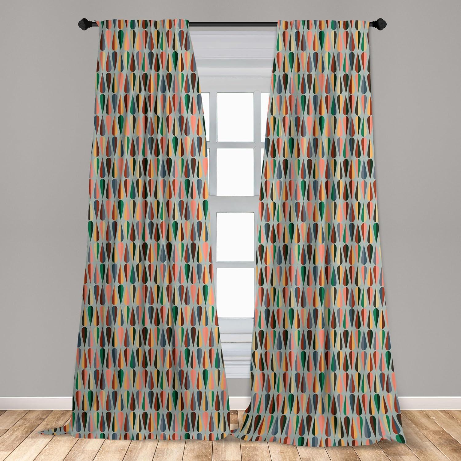 imageAmbesonne Mid Century Window Curtains Simple 2 Colored Drop Shapes Abstract Symmetrical Grid Greyscale Background Lightweight Decor 2Panel Set with Rod Pocket Pair of  28 x 63 Teal Pink