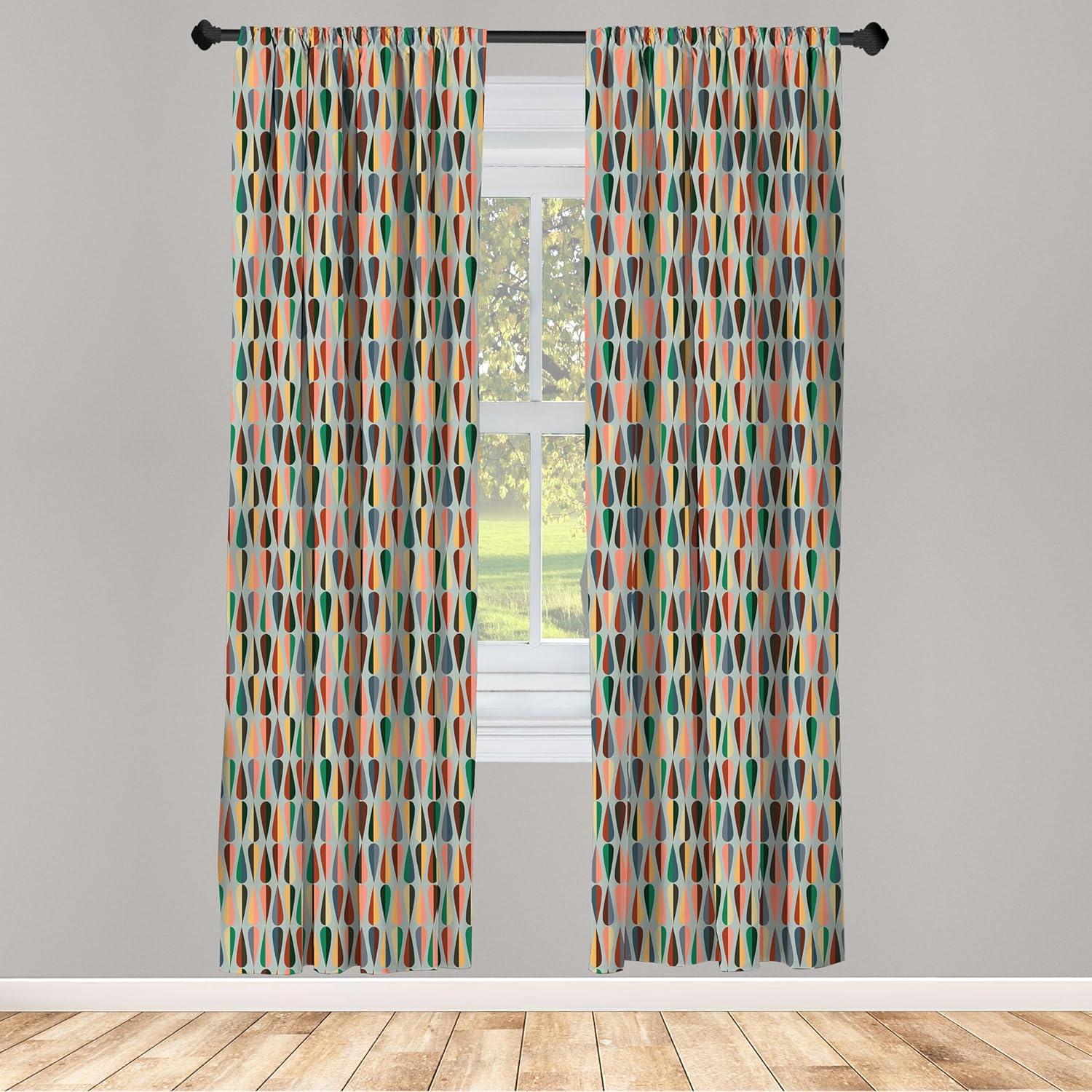 imageAmbesonne Mid Century Window Curtains Simple 2 Colored Drop Shapes Abstract Symmetrical Grid Greyscale Background Lightweight Decor 2Panel Set with Rod Pocket Pair of  28 x 63 Teal Pink