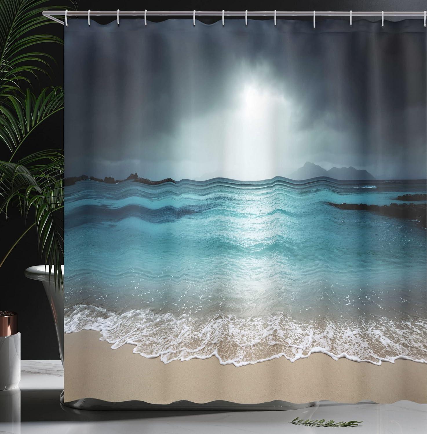 imageAmbesonne Modern Shower Curtain Skyline of Seou South Korea Cityscape with Buildings Skyscrapers Urban View at Night Cloth Fabric Bathroom Decor Set with Hooks 69 W x 75 L IndigoBlue Petrol