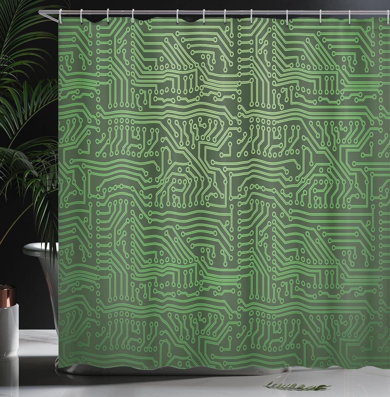 imageAmbesonne Modern Shower Curtain Skyline of Seou South Korea Cityscape with Buildings Skyscrapers Urban View at Night Cloth Fabric Bathroom Decor Set with Hooks 69 W x 75 L IndigoFern Green