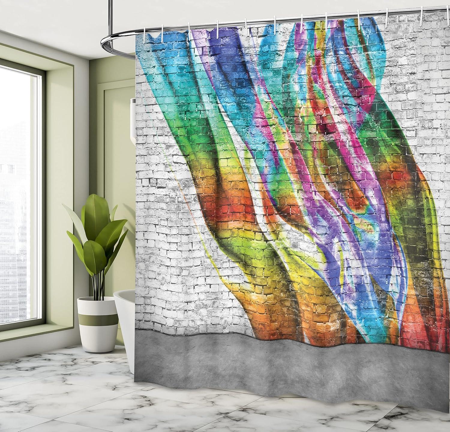 imageAmbesonne Modern Shower Curtain Skyline of Seou South Korea Cityscape with Buildings Skyscrapers Urban View at Night Cloth Fabric Bathroom Decor Set with Hooks 69 W x 75 L IndigoRainbow Colors