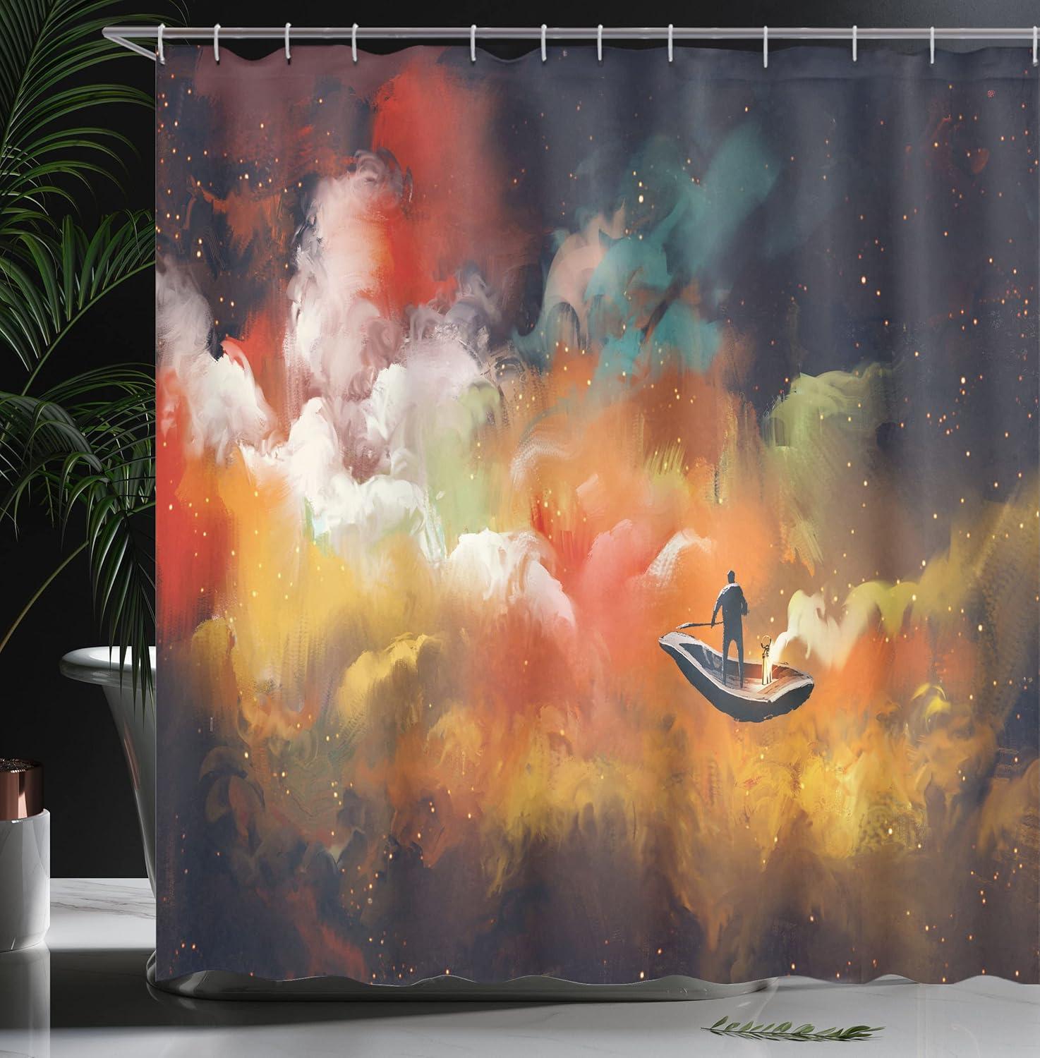imageAmbesonne Modern Shower Curtain Skyline of Seou South Korea Cityscape with Buildings Skyscrapers Urban View at Night Cloth Fabric Bathroom Decor Set with Hooks 69 W x 75 L IndigoNight Blue
