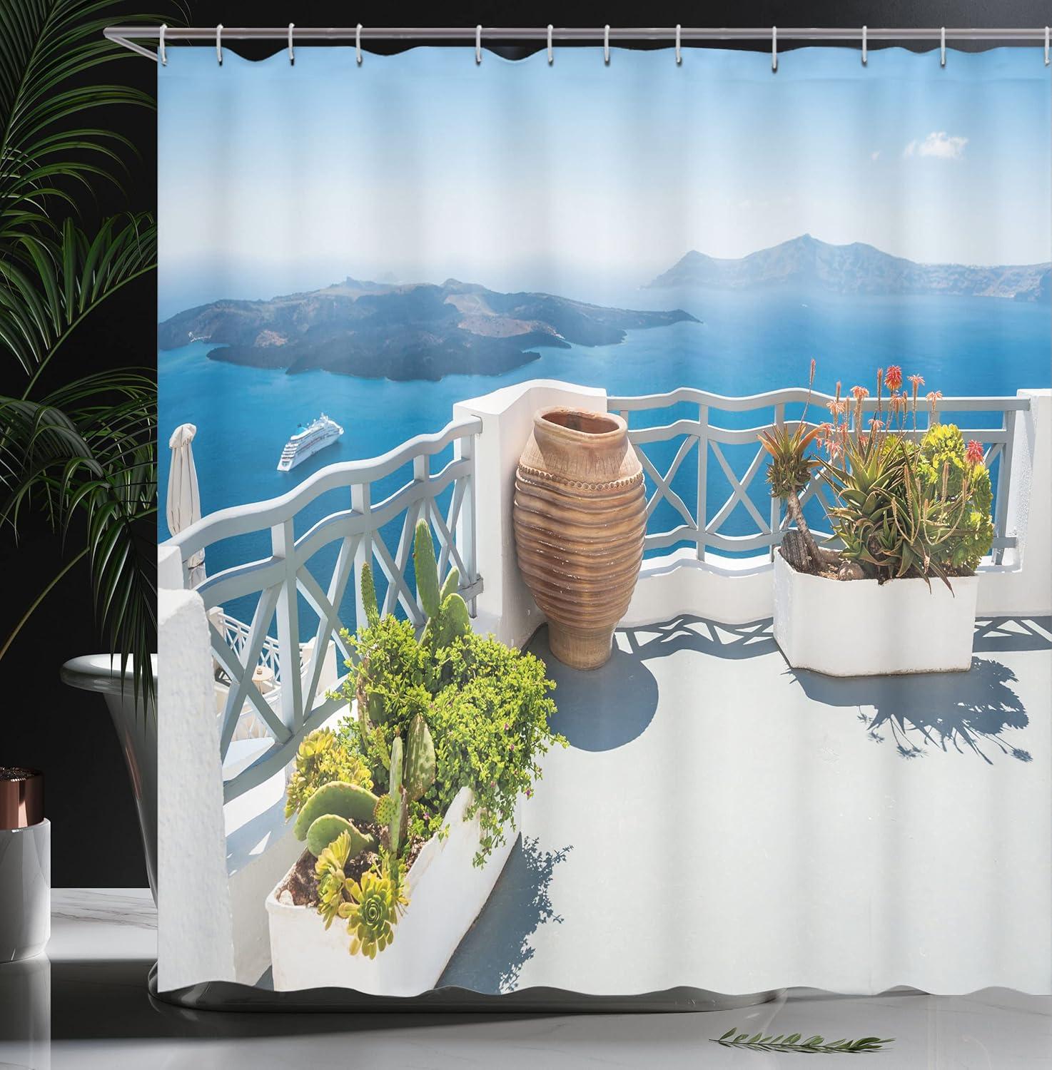 imageAmbesonne Modern Shower Curtain Skyline of Seou South Korea Cityscape with Buildings Skyscrapers Urban View at Night Cloth Fabric Bathroom Decor Set with Hooks 69 W x 75 L IndigoBlue White