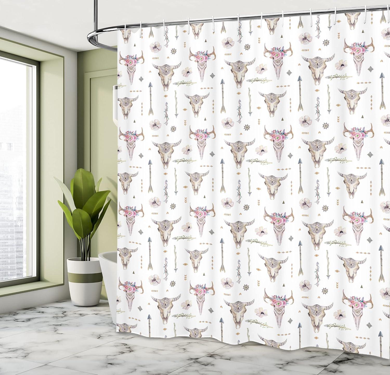 imageAmbesonne Modern Shower Curtain Skyline of Seou South Korea Cityscape with Buildings Skyscrapers Urban View at Night Cloth Fabric Bathroom Decor Set with Hooks 69 W x 75 L IndigoWhite Ivory