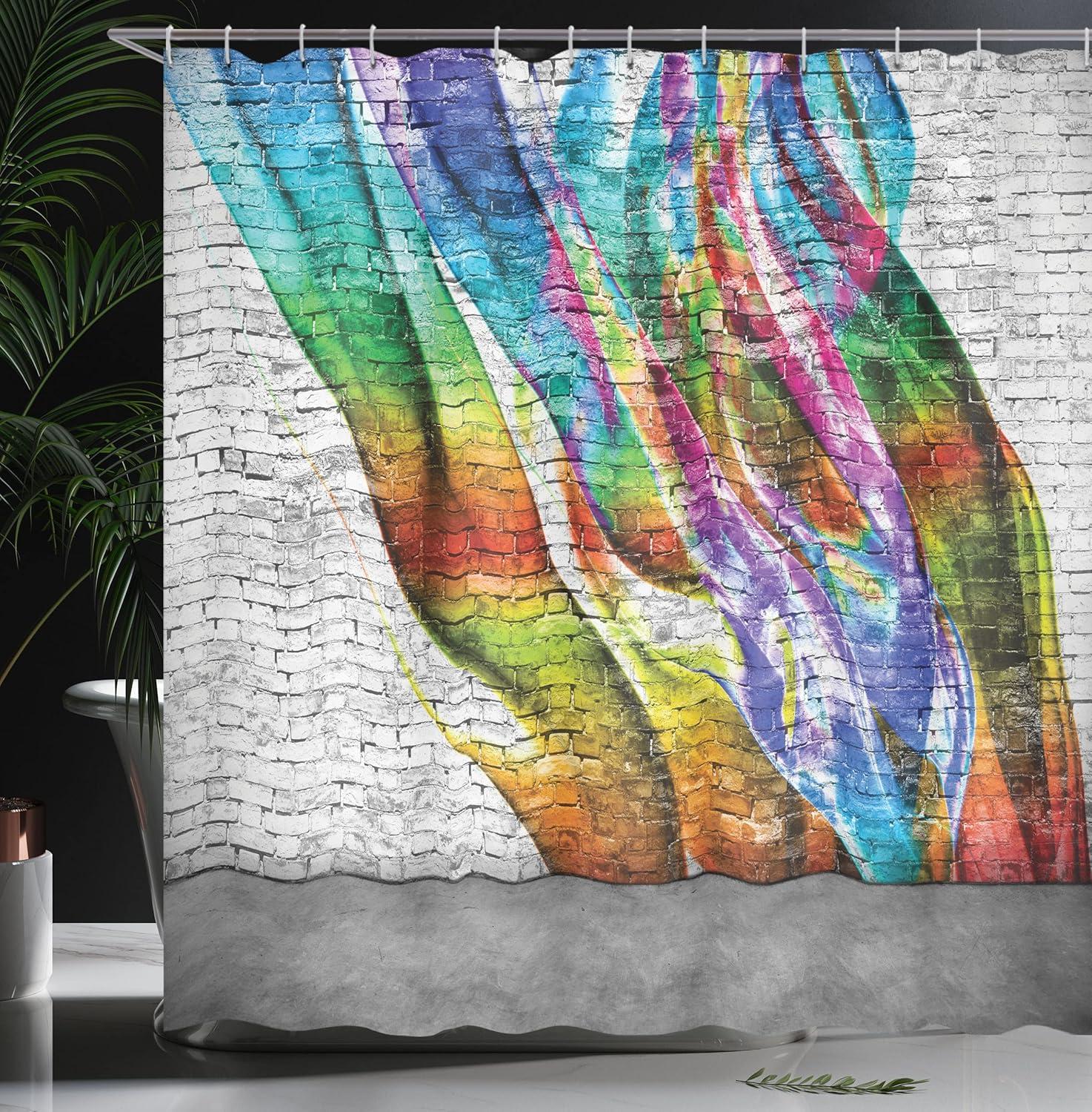 imageAmbesonne Modern Shower Curtain Skyline of Seou South Korea Cityscape with Buildings Skyscrapers Urban View at Night Cloth Fabric Bathroom Decor Set with Hooks 69 W x 75 L IndigoRainbow Colors