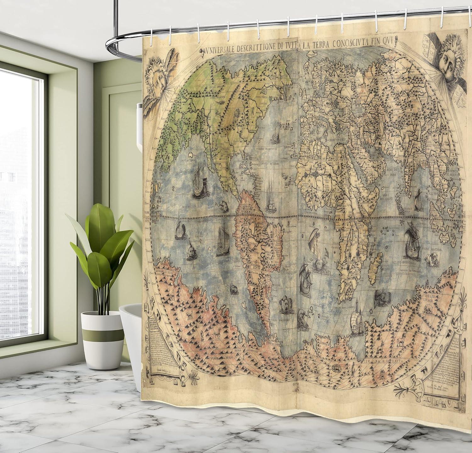 imageAmbesonne Modern Shower Curtain Skyline of Seou South Korea Cityscape with Buildings Skyscrapers Urban View at Night Cloth Fabric Bathroom Decor Set with Hooks 69 W x 75 L IndigoCream Green