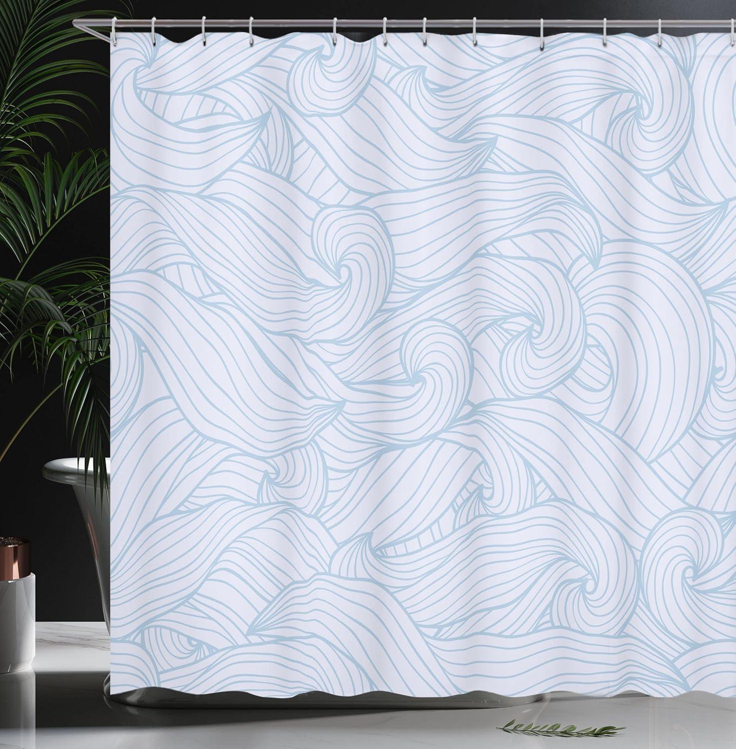 imageAmbesonne Modern Shower Curtain Skyline of Seou South Korea Cityscape with Buildings Skyscrapers Urban View at Night Cloth Fabric Bathroom Decor Set with Hooks 69 W x 75 L IndigoPale Blue