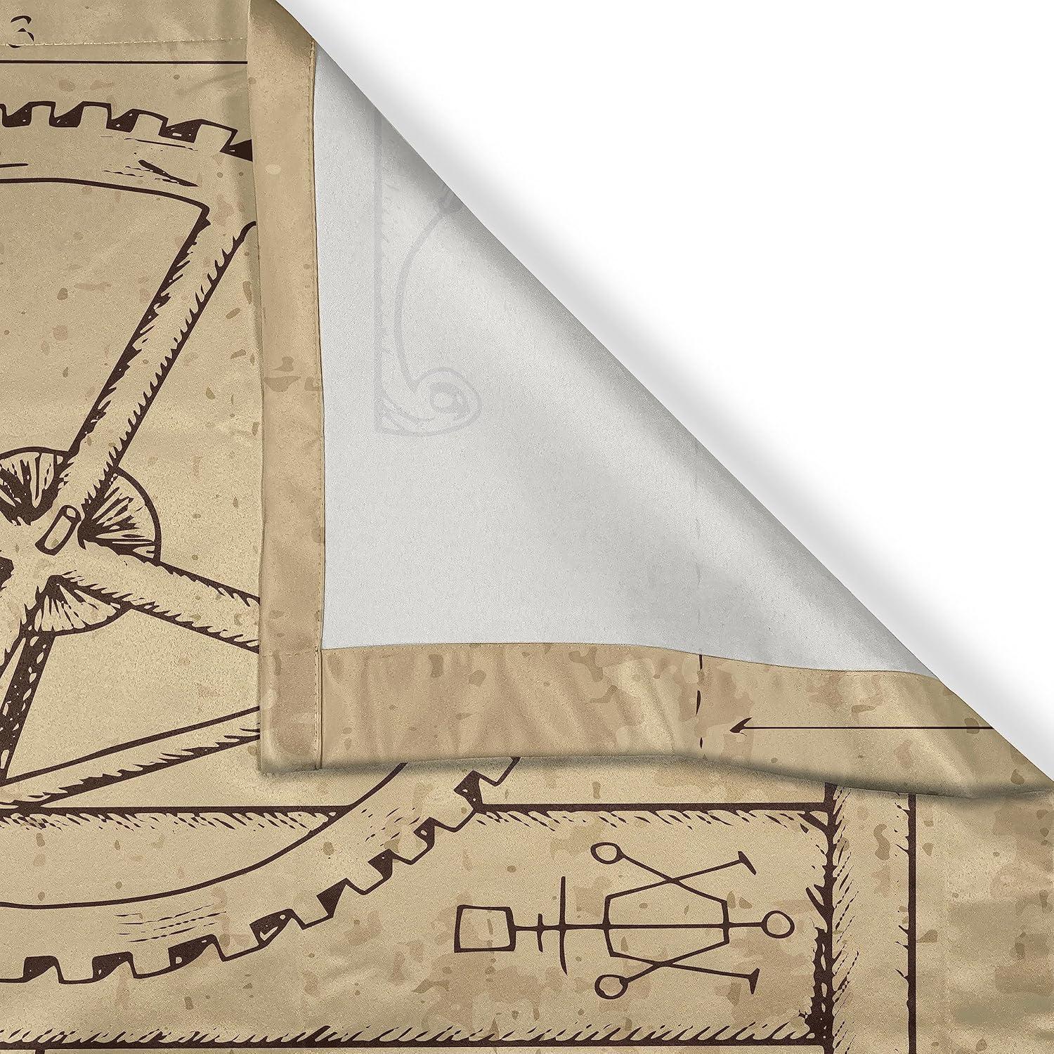 imageAmbesonne Steampunk Kitchen Curtains Retro HandDrawn Infographic of Mechanisms and Machines Inspired Print Window Drapes 2 Panel Set for Kitchen Cafe Decor 55 x 39 Beige and Dark Brown