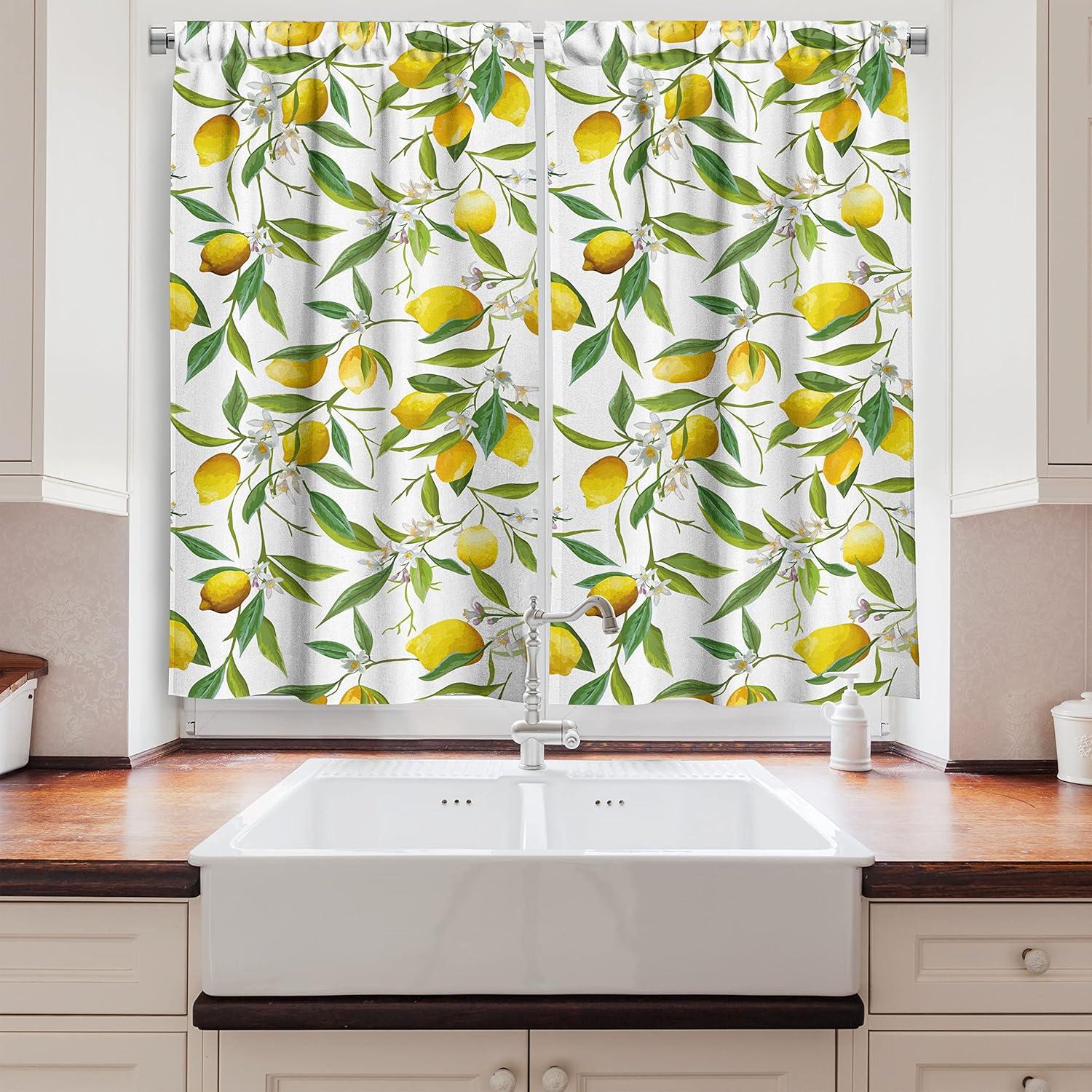 imageAmbesonne Wine Kitchen Curtains Abstract Wine Glasses Silhouettes with Dots Alcohol Drink Modern Window Drapes 2 Panel Set for Kitchen Cafe Decor 55 x 39 Black GreyGreen and Yellow