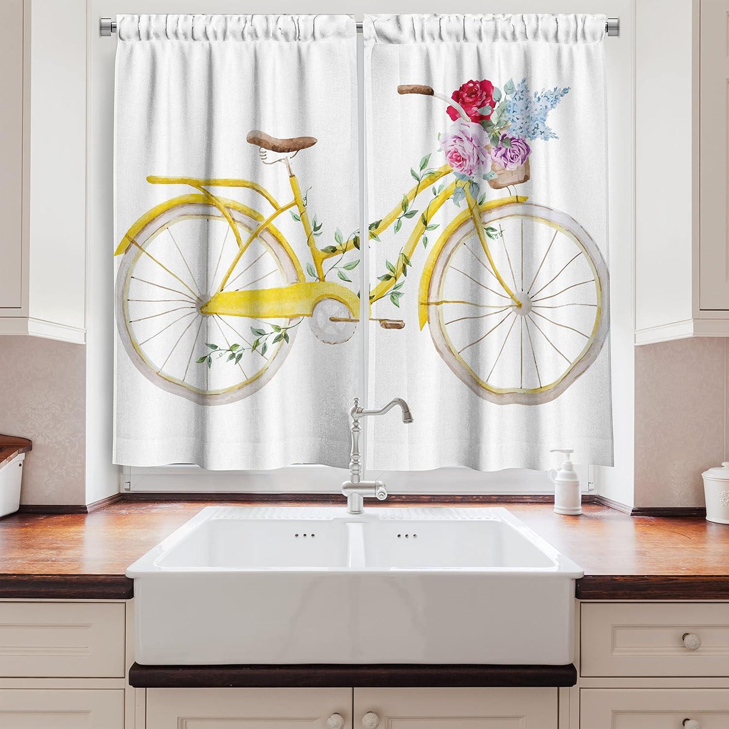imageAmbesonne Wine Kitchen Curtains Abstract Wine Glasses Silhouettes with Dots Alcohol Drink Modern Window Drapes 2 Panel Set for Kitchen Cafe Decor 55 x 39 Black GreyWhite Yellow