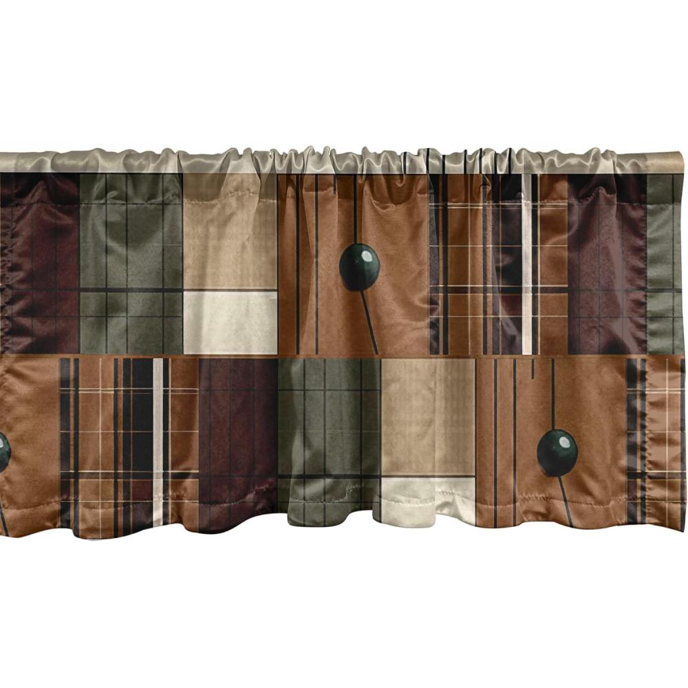 imageAmbesonne Abstract Window Valance Pack of 2 Autumnal Tones Earthy Modern Stripes and Squares with Simple Lines Rod Pocket Curtain Valances Kitchen Bedroom 54 X 18Caramel Burgundy Green