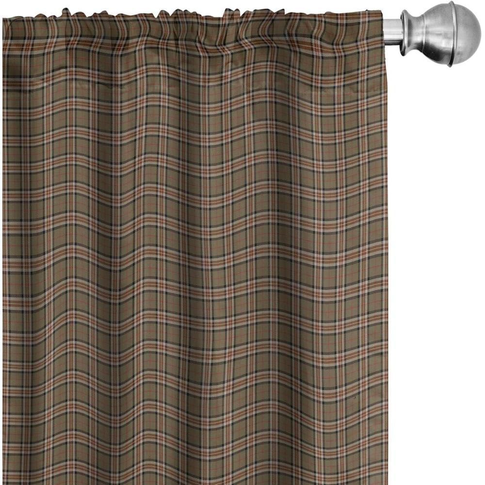 imageAmbesonne Checkered Window Curtains Scottish Tartan Geometrical Pattern Culture Folk Elements Lightweight Decorative Panels Set of 2 with Rod Pocket Pair of 28 x 84 Charcoal and Grey